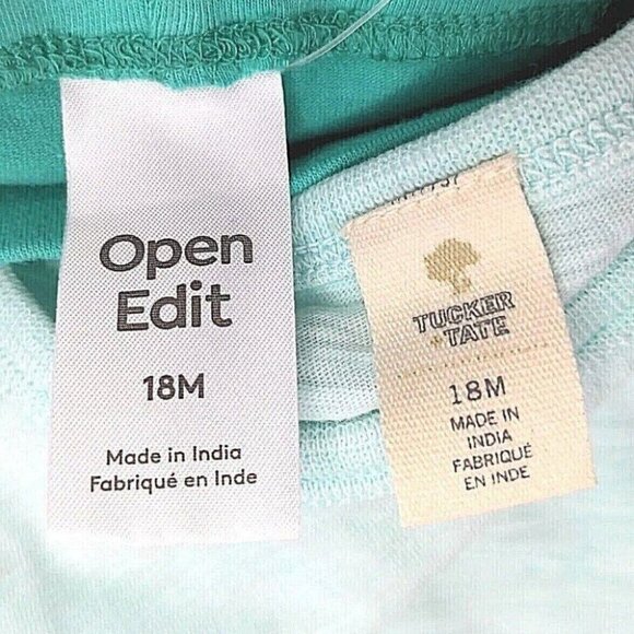 Open Edit Nordstrom Baby Clothes Top & Two Shorts Set 18M Green Multicolor NEW - Picture 10 of 10